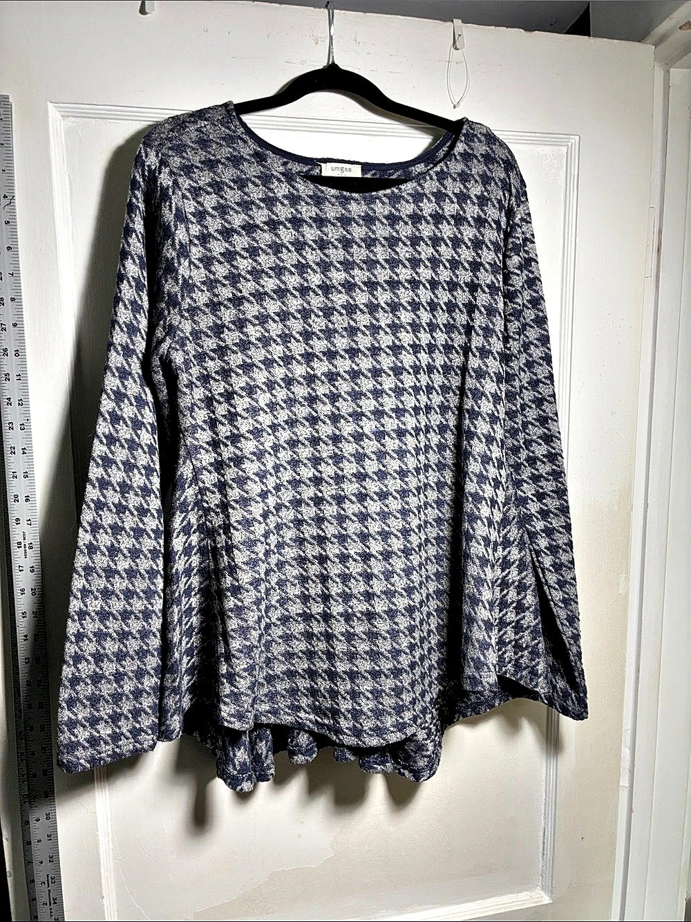 Umgee Houndstooth Mini Dress in Blue & White Like New